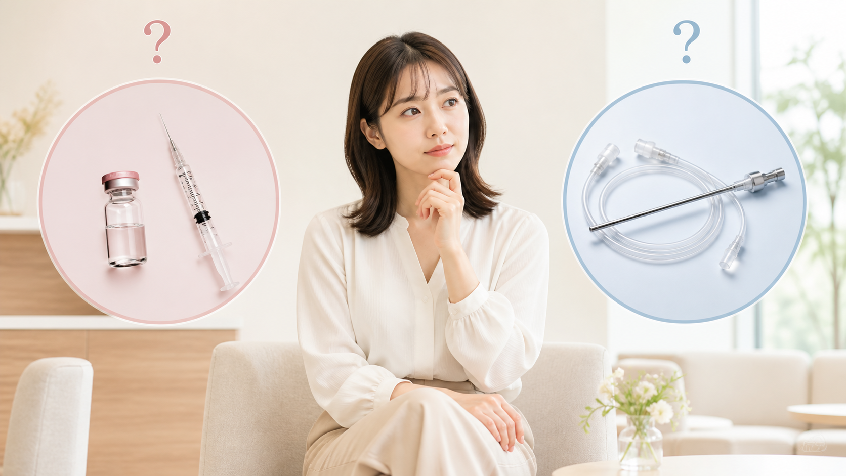 太ももの脂肪溶解注射と脂肪吸引の違いを比較して悩む女性